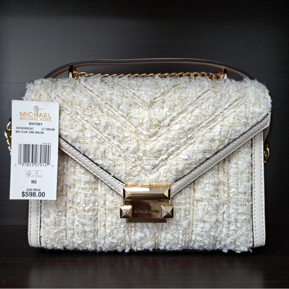 MICHAEL Michael Kors Whitney Cream Tweed Shoulder Bag - Picture 6 of 10
